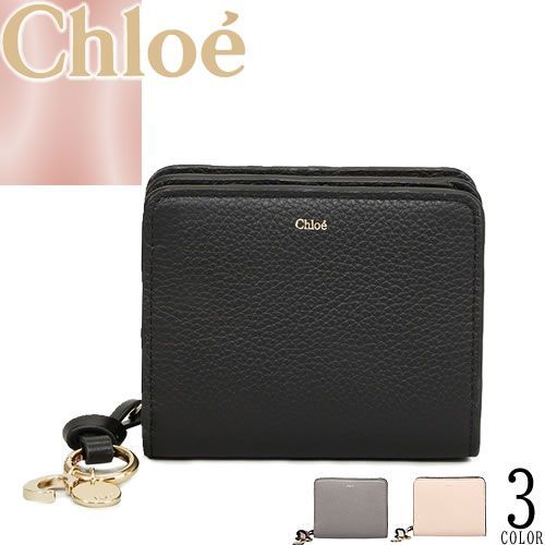 クロエ Chloe 財布 二つ折り財布 アルファベット コンパクト ウォレット レディース 小銭入れ付き チャーム付き ブランド 本革 革 かわいい 黒 ブラック グレー ピンク ALPHABET COMPACT WALLET CHC22WP765 F57