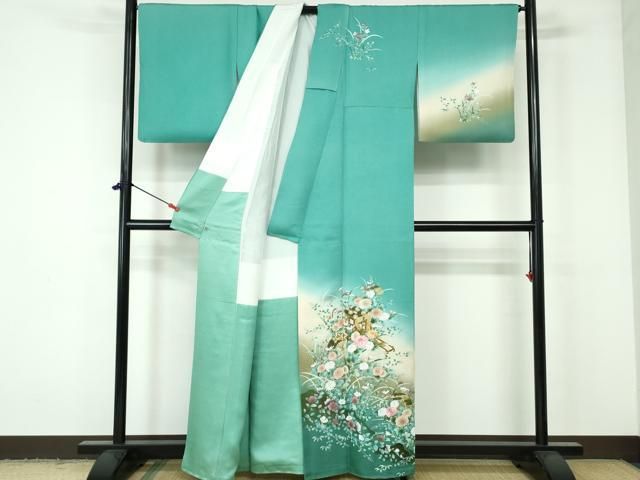 平和屋着物▽訪問着 手描き 枝花文 暈し染め 金彩 さが美扱い