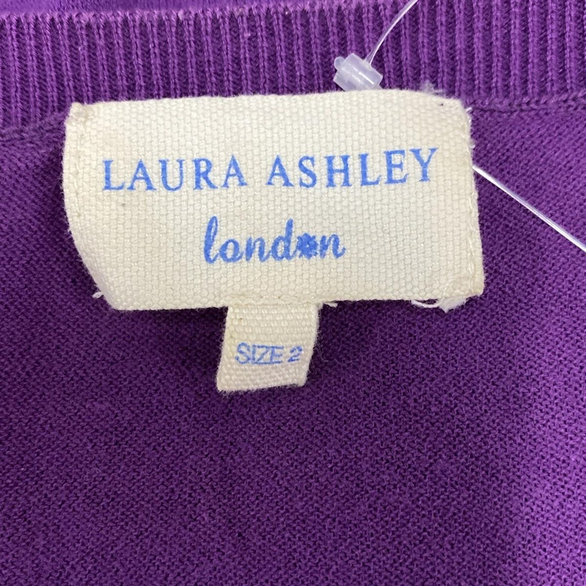 LAURA ASHLEY - LAURAASHLEY(ローラアシュレイ) カーディガン サイズ2 M レディース美品  - パープル 長袖/ビジュー/フラワー(花) LAURAASHLEY(ローラアシュレイ) カーディガン サイズ2 M