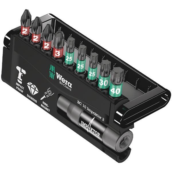 WERA ヴェラ 10本組 差込6.35mm インパクト用 プラス トルクスドライバービットセット ホルダー付 057682 工具 ツール DIY