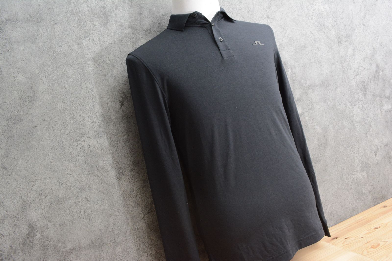 新品 J.LINDEBERG ゴルフ 長袖ポロシャツ ブラック XL メンズ ジェイ