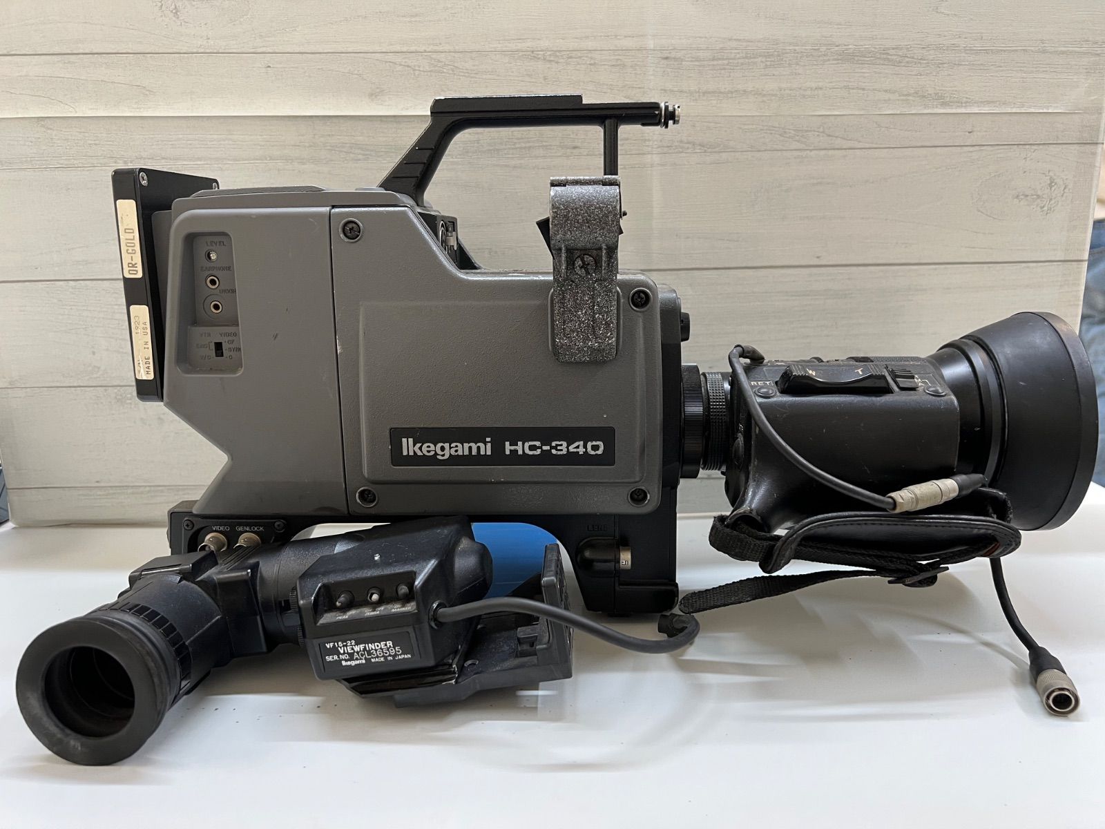 O3-56 Ikegami 業務用ビデオカメラ HC-340 ＆ Ikegami VIEW FINDER VF15-22 ＆ FUJI PHOTO OPTICAL レンズ 3点セット ジャンク