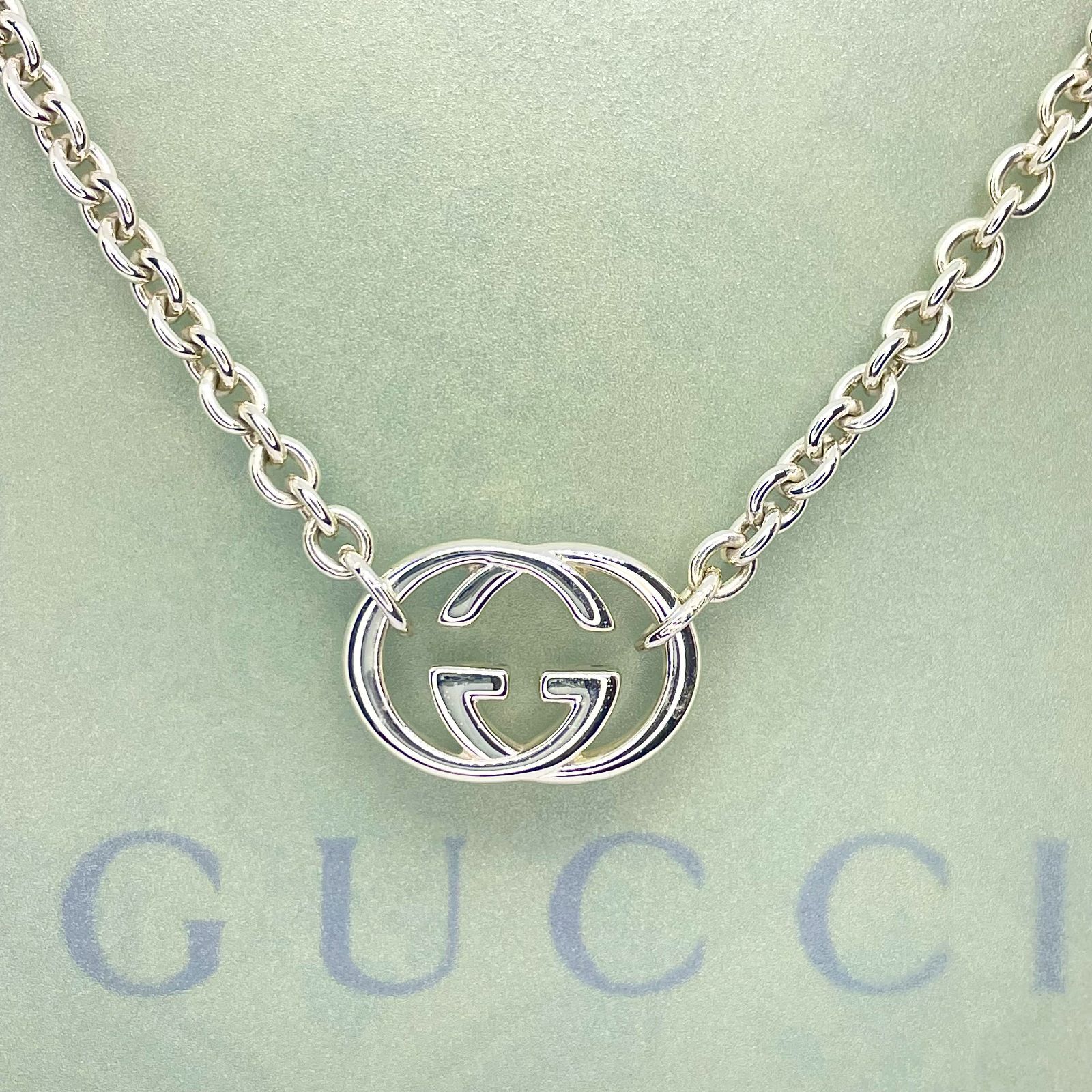 グッチ インターロッキング ネックレス GUCCI 約44㎝ シルバー 925