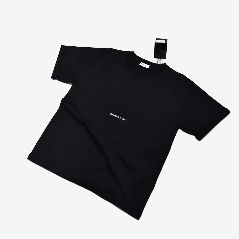 サンローラン Tシャツ ロゴ レディース 半袖 黒 ブラック 白