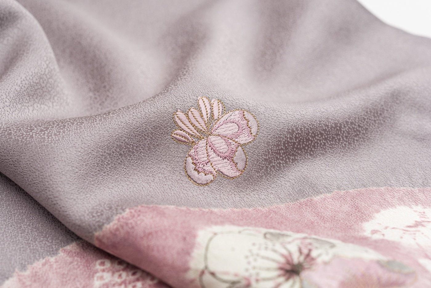 訪問着 丸に辻が花模様