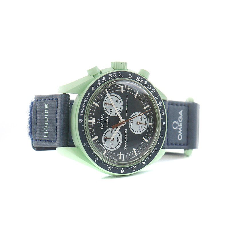 オメガ OMEGA × swatch スウォッチ ミッション オン アース 腕時計 アナログ 3針 クォーツ ライトグリーン SO33G100  /AN13