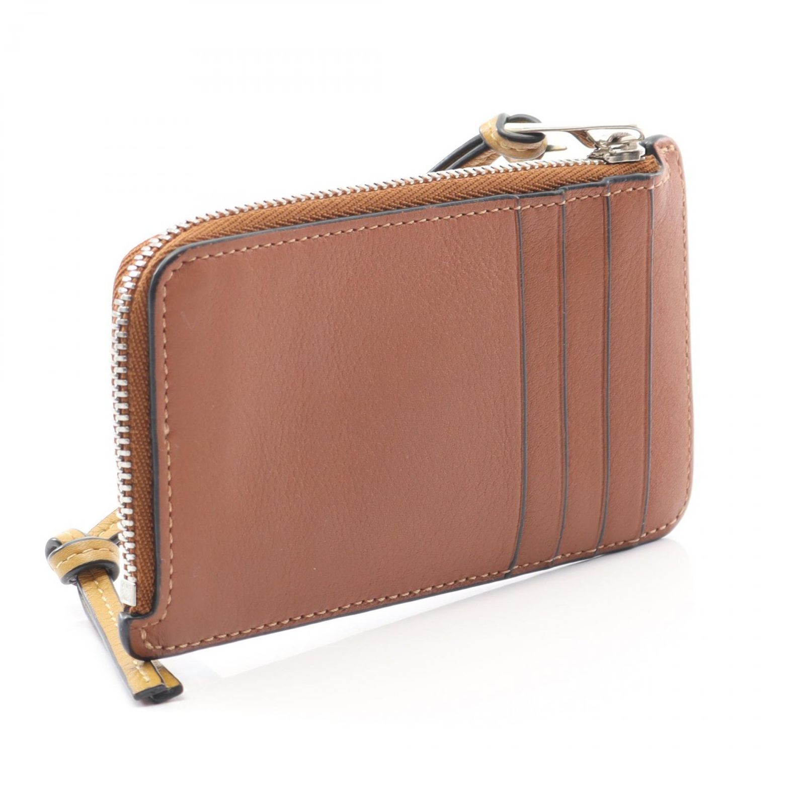 ロエベ LOEWE コインケース アナグラム フラグメントケース ブラウン レザー フラグメント カードケース レディース Used A