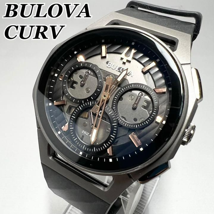 新品】定価12.5万円 BULOVA/ブローバ カーブ ブラック メンズ腕時計