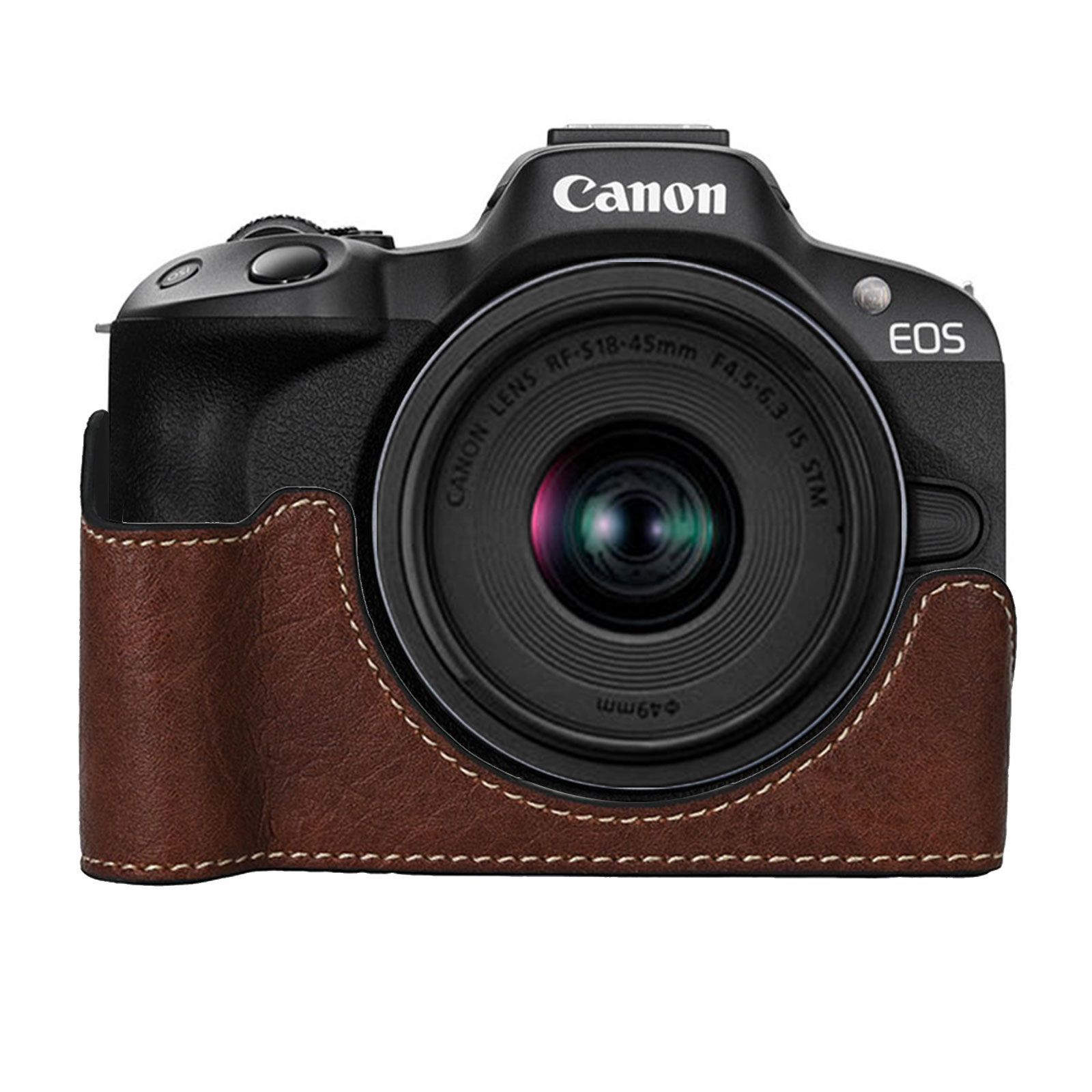 CANON キャノン7　50mmレンズ＋レザーケース＋ハンドグリップ＋ストロボ キャノン用 Canon EOS R50用 カメラハーフケース カメラケース