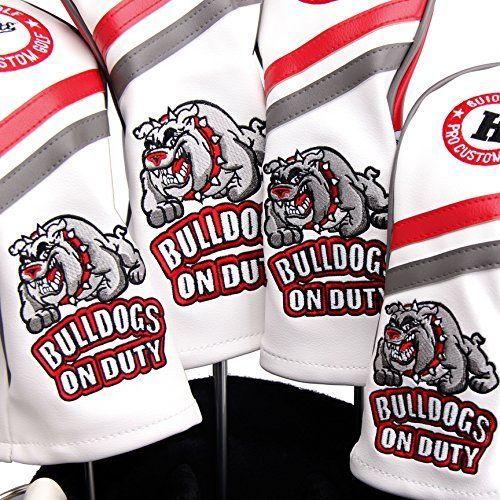 Bulldogs-White Guiote ゴルフヘッドカバー Golf head covers クラブヘッドカバー ウッドカバー ドライバー  新デザイン 交換可能な番号タグ付き（#2.#3.#4.#5.X) 4個セット - メルカリ