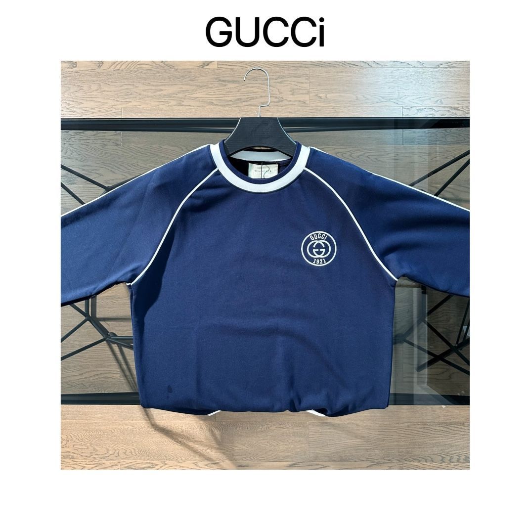 グッチ（GUCCI） 秋の新モデル アルファベット刺繍ロゴの丸首