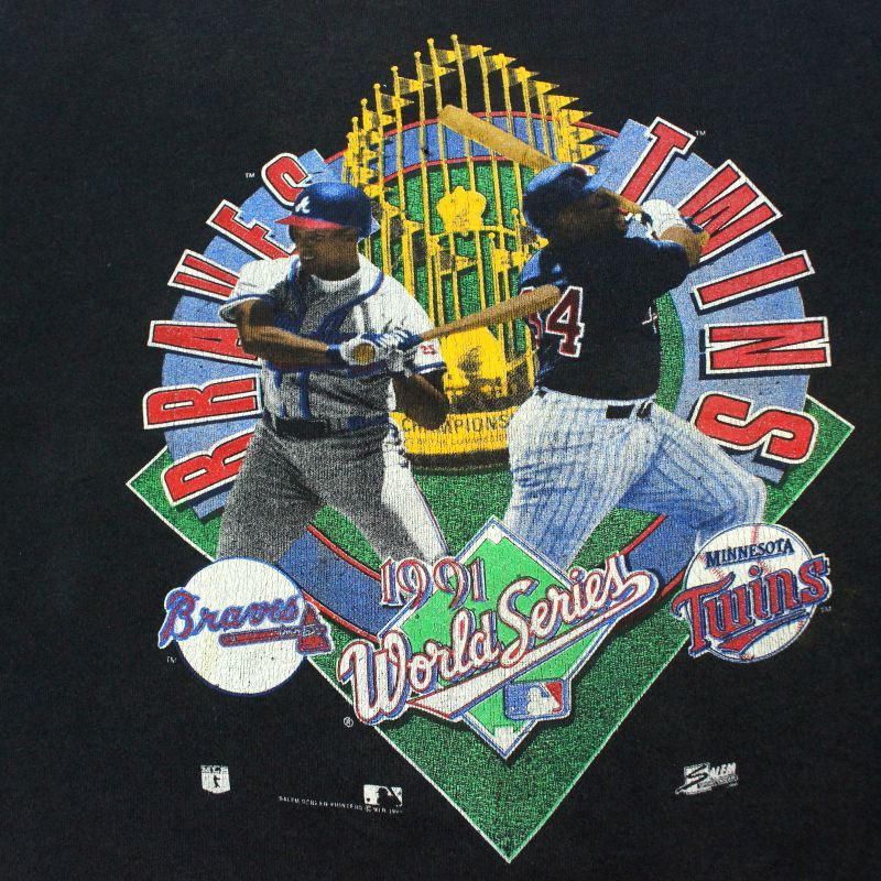 90s USA製 Salem ブレーブス 1995WS MLB スウェット　黒 90s USA製 vintage SALEM MLB ワールドシリーズ 1991 スウェット