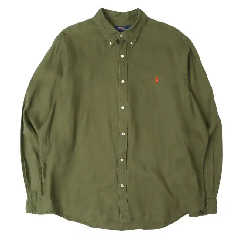 ポロ Ralph Lauren ラルフローレン カーキ リネン クラシックフィット シャツ