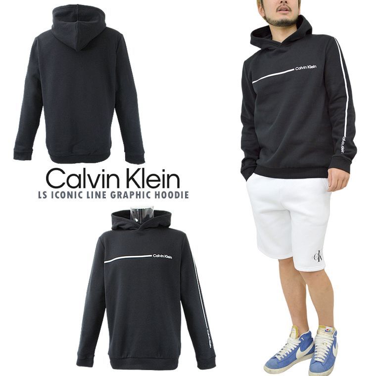 CALVIN KLEIN カルバン・クライン グラフィックフーディ 海外限定 LS ICONIC LINE GRAPHIC HOODIE ユニセックス 裏起毛 パーカー