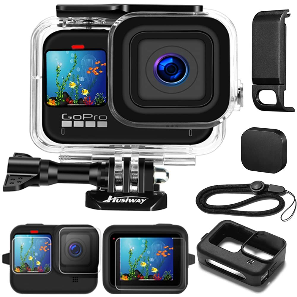 GoPro Hero 12 11 10 9用防水ケースハウジング ブラック 強化 GoPro Hero 12 11 10 9用防水ケースハウジング ブラック 強化