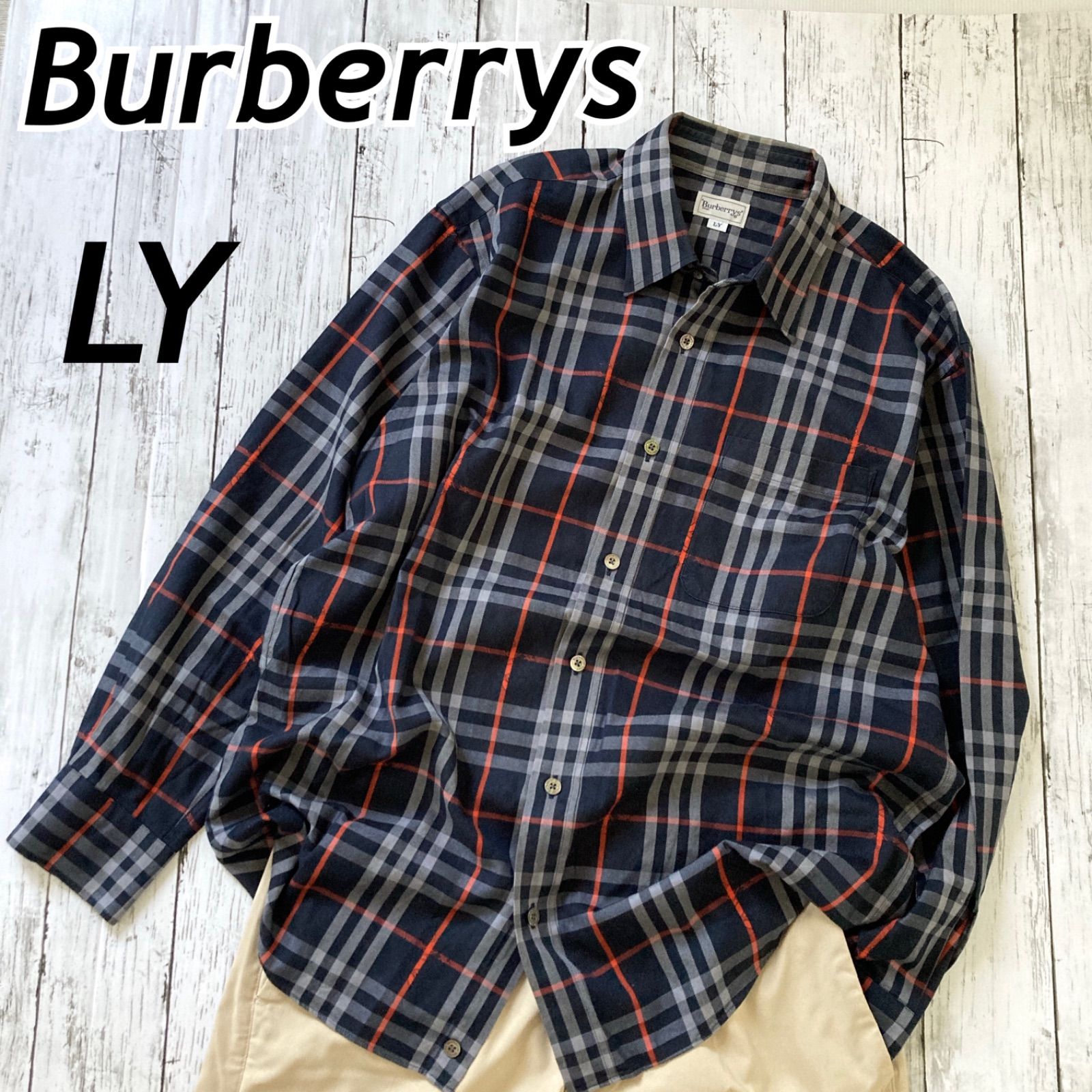 BURBERRY チェック柄長袖シャツ BURBERRY チェック柄 長袖シャツ ネイビー系