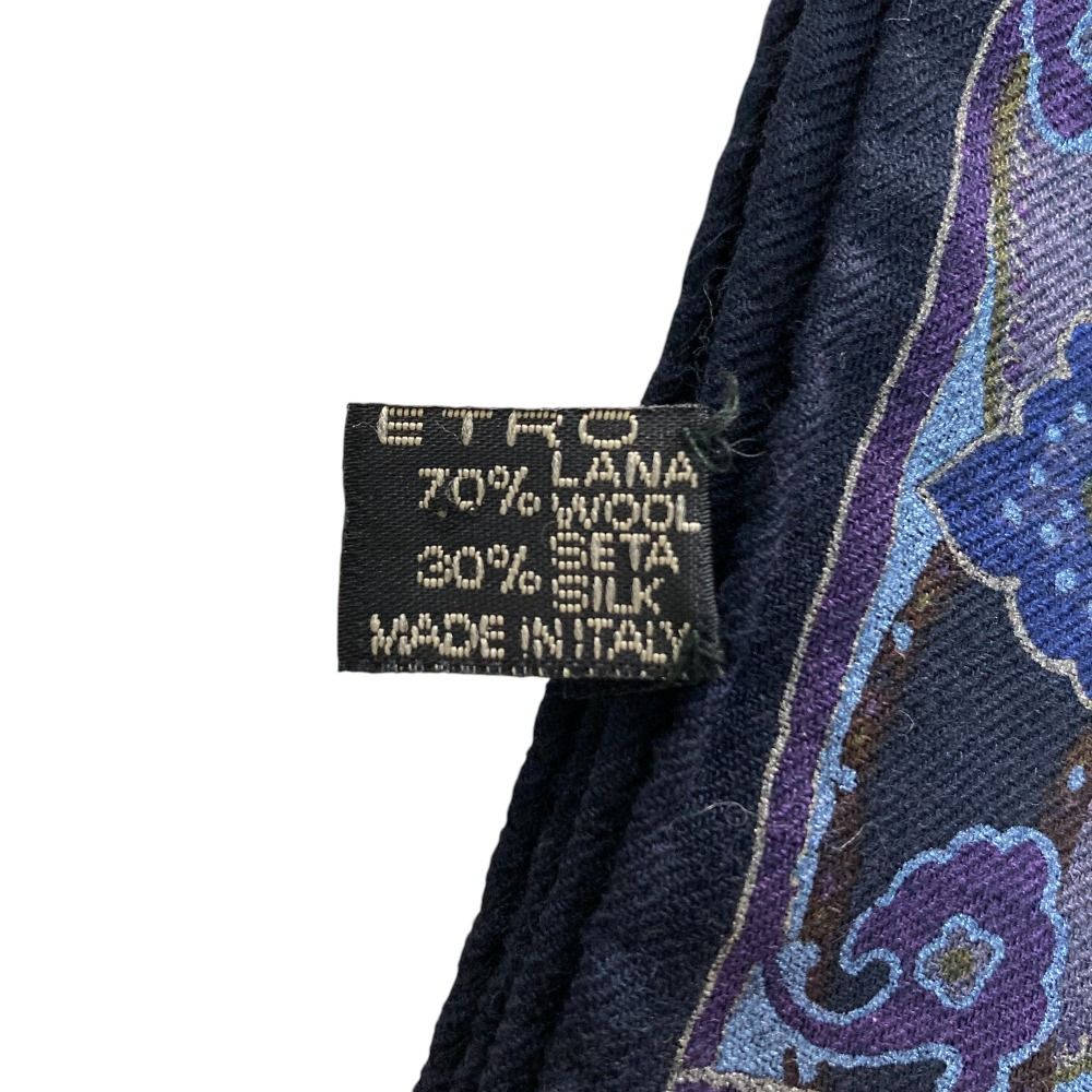 美品 ETRO エトロ ペイズリー柄 ウールシルク 大判 ストール ショール
