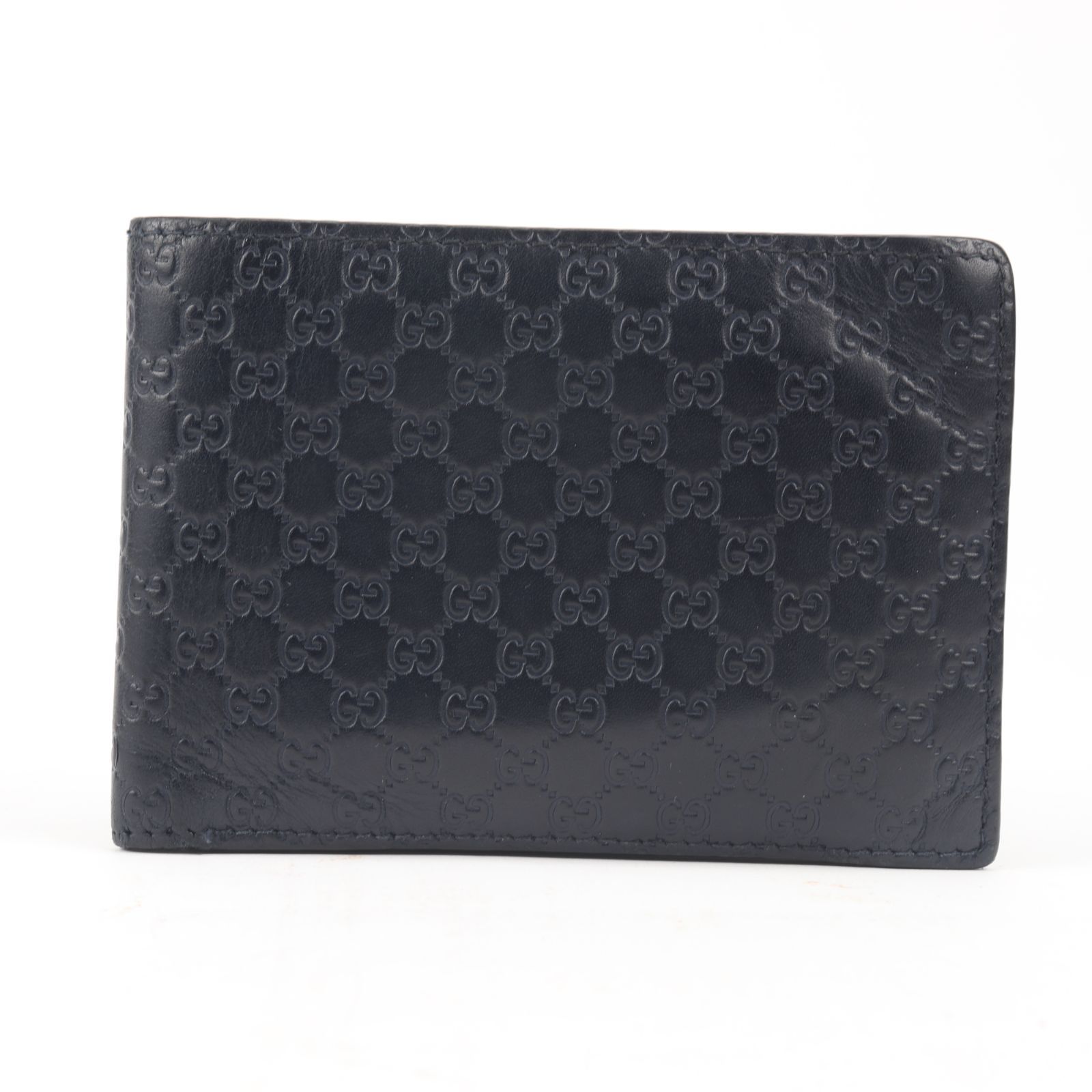 Gucci グッチ シマ レザー GG マイクロシマ 二つ折り財布 ブラック