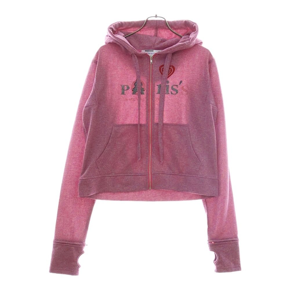 DINOWORKS ディノワークス PORIS SHINE HOODIE ジップアップフーディー パーカー ラメ加工 ピンク レディース