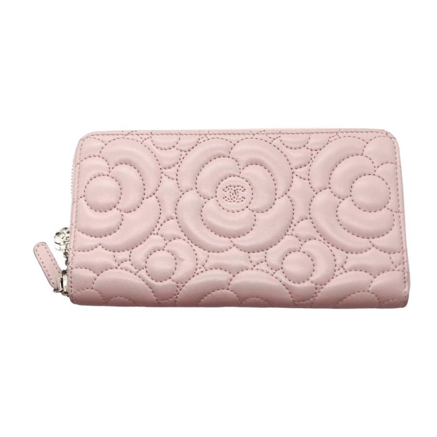 ♪0115 CHANEL カメリア ラウンドファスナー 長財布