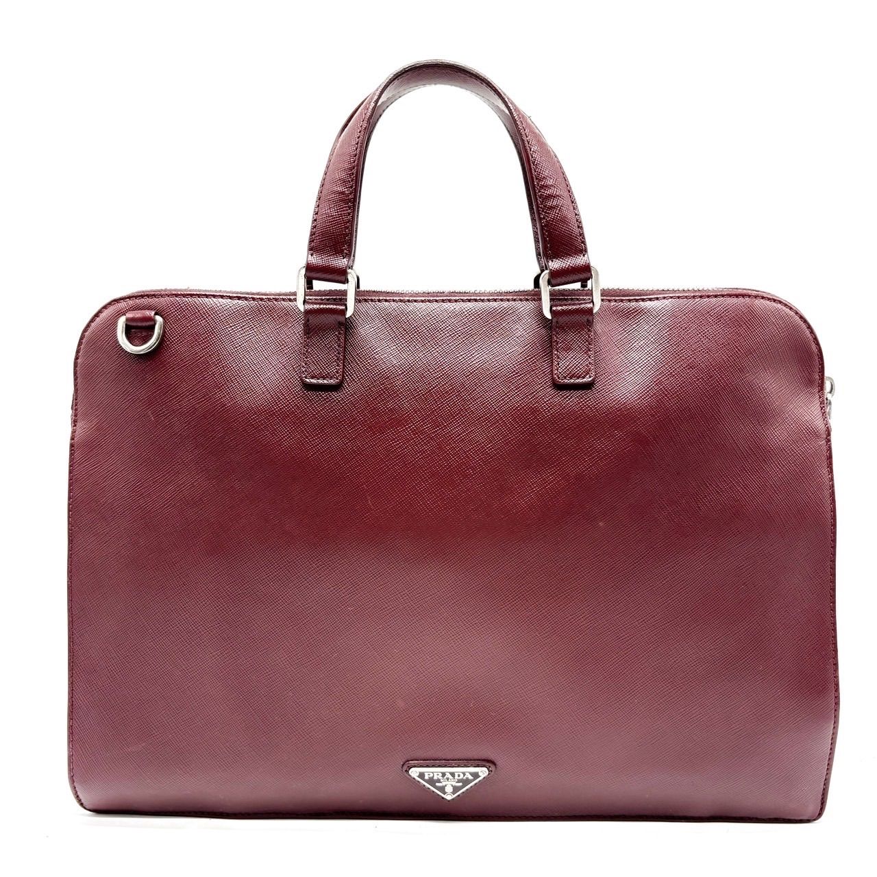 PRADA プラダ 三角プレート ビジネスバッグ ブリーフケース PRADA 極 美品 希少品 プラダ 三角ロゴ 金具 サフィアーノ