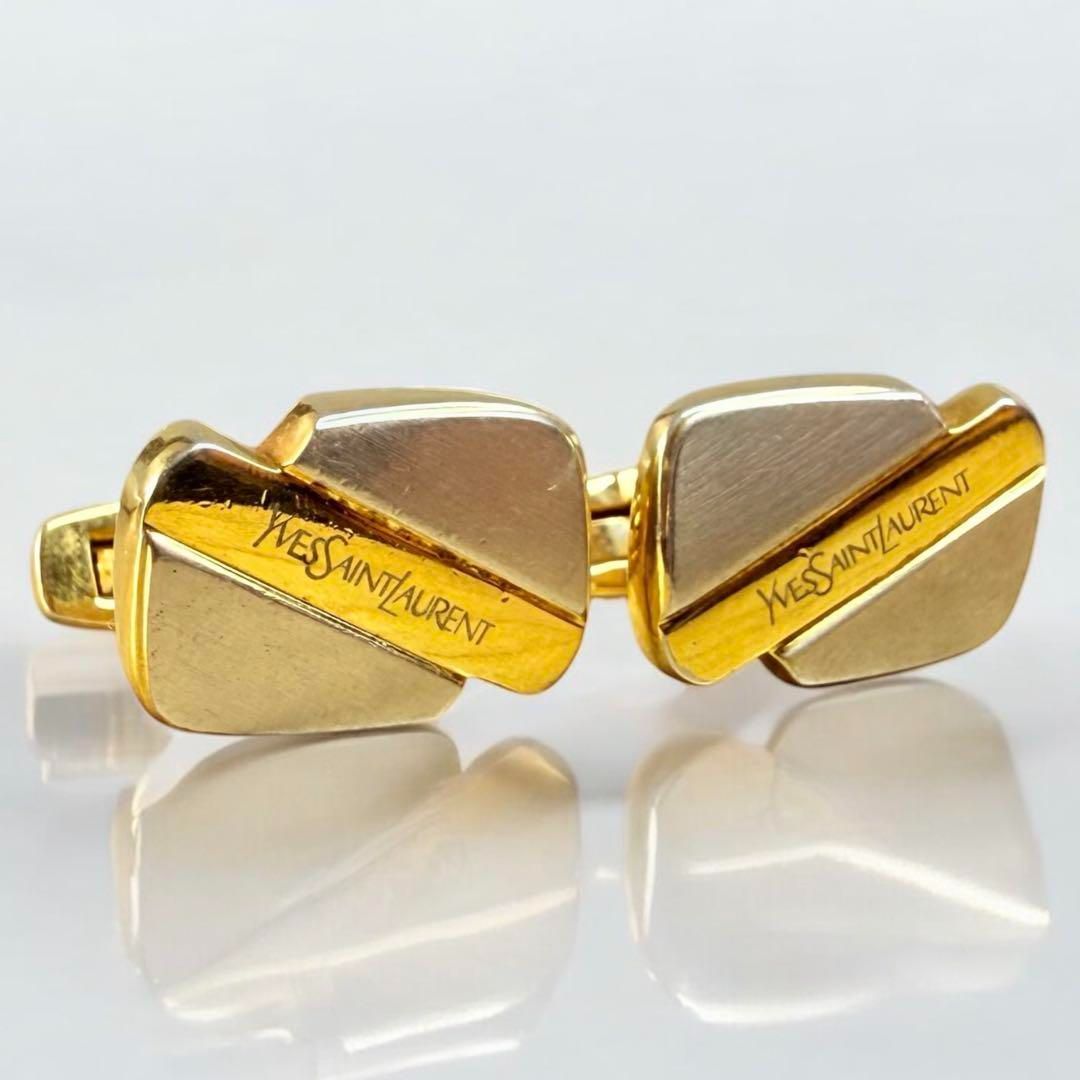 Yves Saint Laurent イヴサンローラン YSL カフス カフリンクス 刻印 フォーマル 結婚式 ビジネス 仕事 ゴールド シルバー