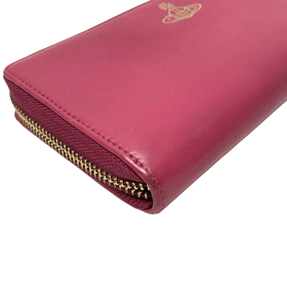 ヴィヴィアンウエストウッド 長財布 ラウンドファスナー ピンク レザー