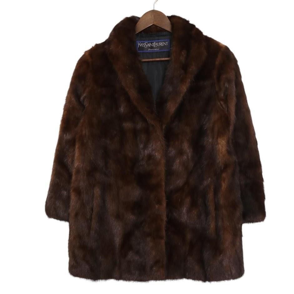 イブサンローラン SAGA MINK サガミンク 毛皮コート金サガ　総柄 美品】Yves Saint Laurent SAGA MINK イヴサンローラン