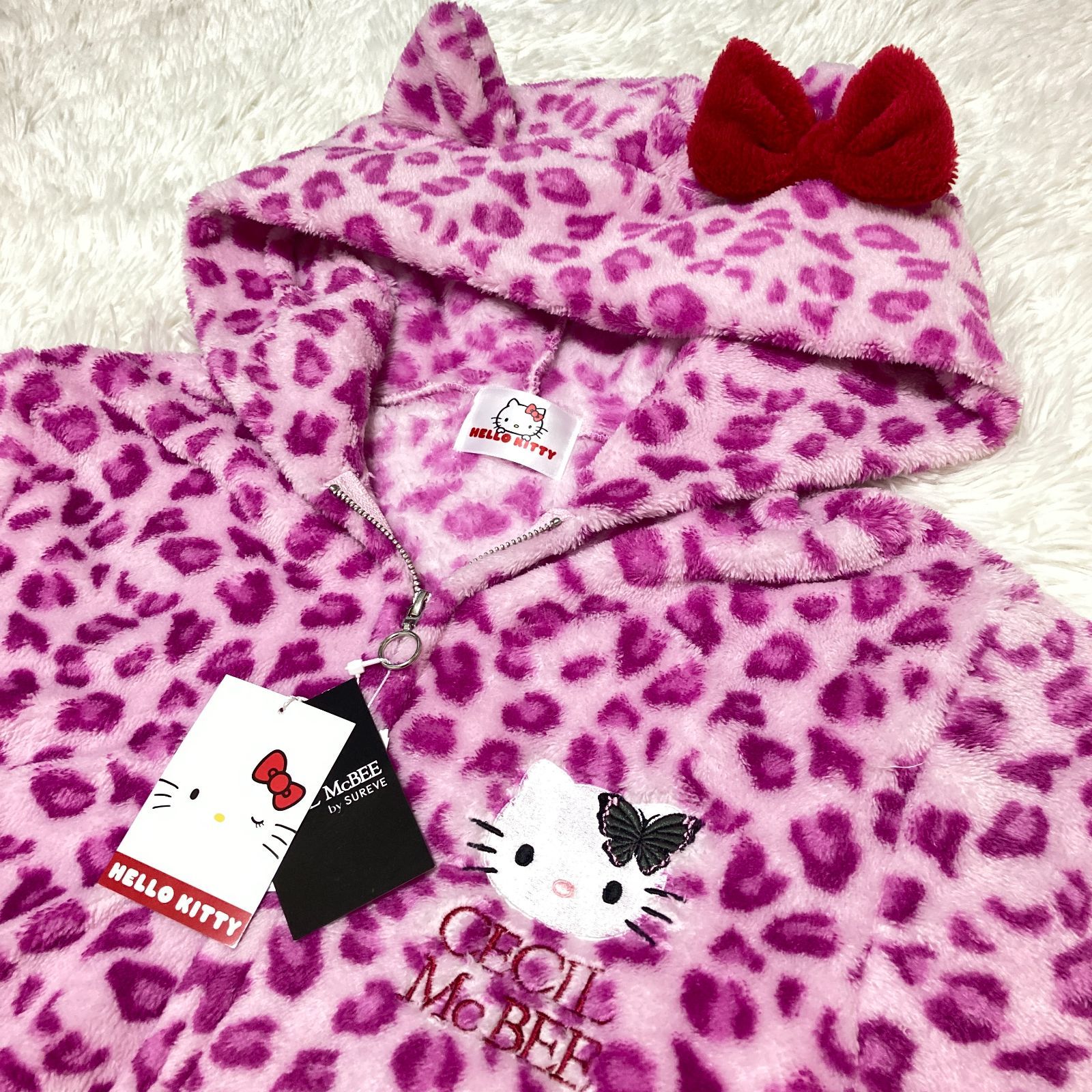 ハローキティ セシルマクビー ボアパーカー ヒョウ柄 ピンク - メルカリ
