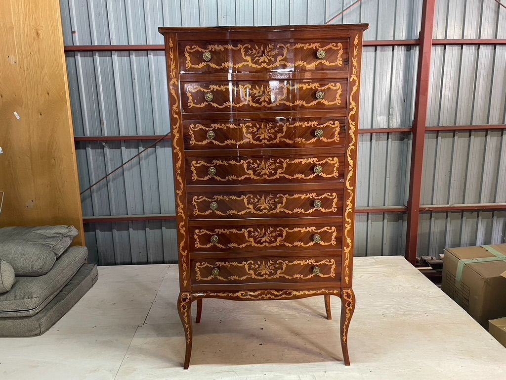 イタリア　7段　7杯　ハイチェスト　猫脚　象嵌細工 イタリア 7段 7杯 ハイチェスト 猫脚 象嵌細工 イタリア 7段 7杯