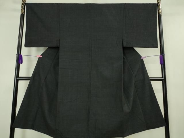 平和屋本店□極上 男性 本場結城紬 重要無形文化財 杢 奥順謹製 濃紺地