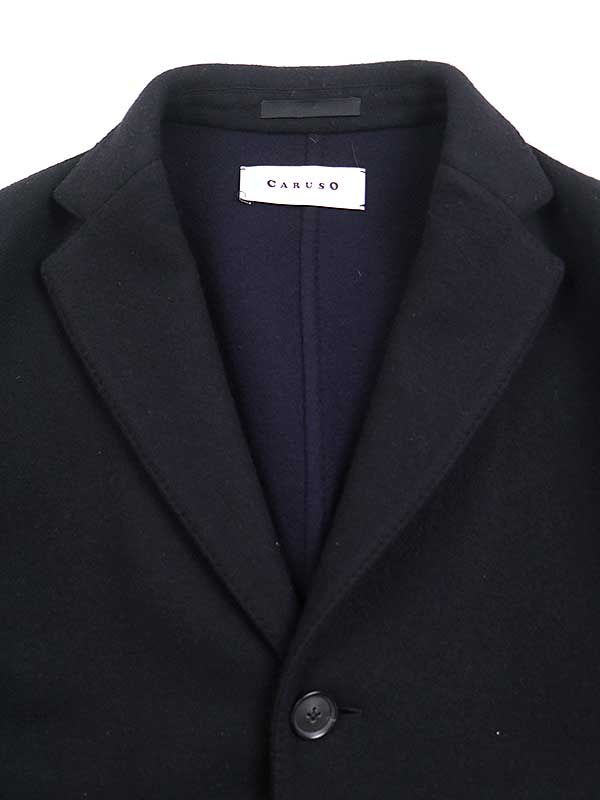 CARUSO カルーゾ CARUSO 2TONE D/F CHETR ウールコート ブラック 44