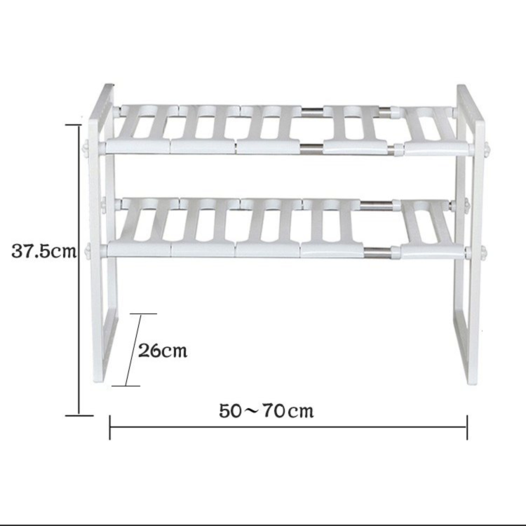 メルカリShops - シンク下 収納ラック 伸縮式 キッチン 2段 スライド 高さ調節 簡単組立 流し