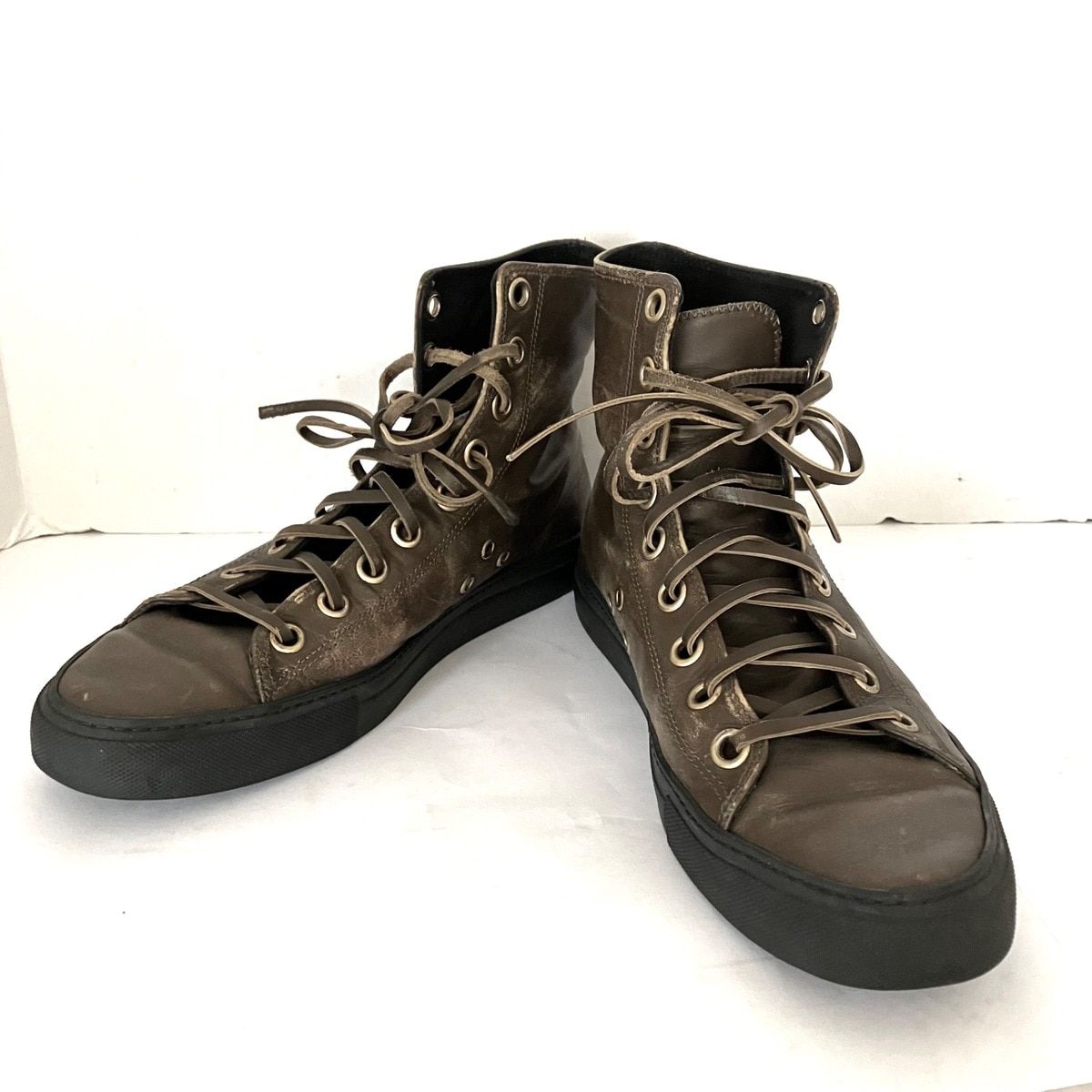 GUCCI グッチ ショートブーツ メンズ - ダークブラウン×黒 レースアップ レザー