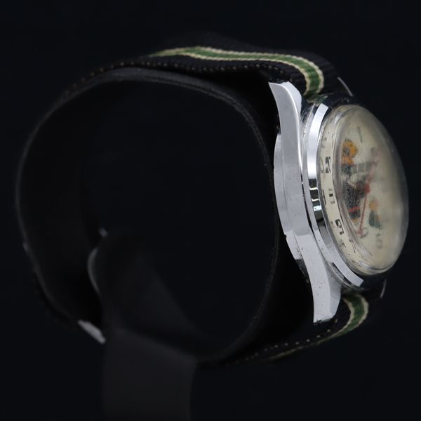 レトロ キャラクターウォッチ 手巻き ポパイ オリーブ ラウンド 白文字