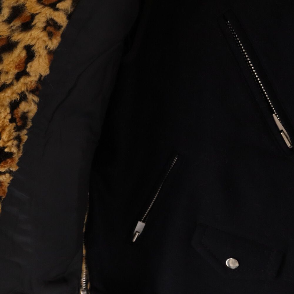 Sacai (サカイ) 19AW FAKE FUR LEOPARD LAYERED RIDERS JACKET 