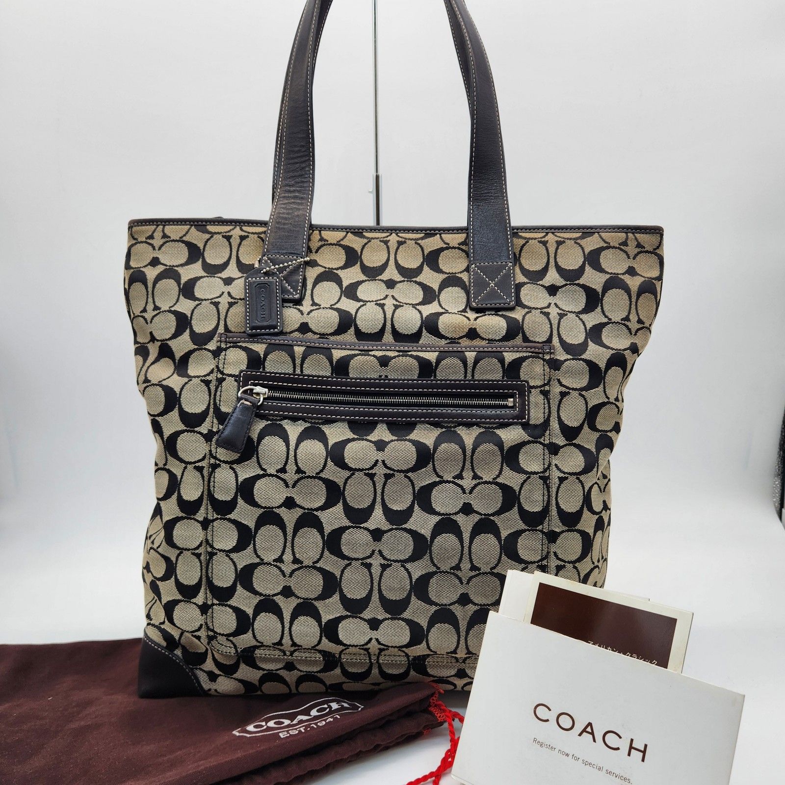 COACH ハンドバッグ シグネチャー レザー COACH コーチ シグネチャー キャンバス レザー ブラック ハンドバッグ