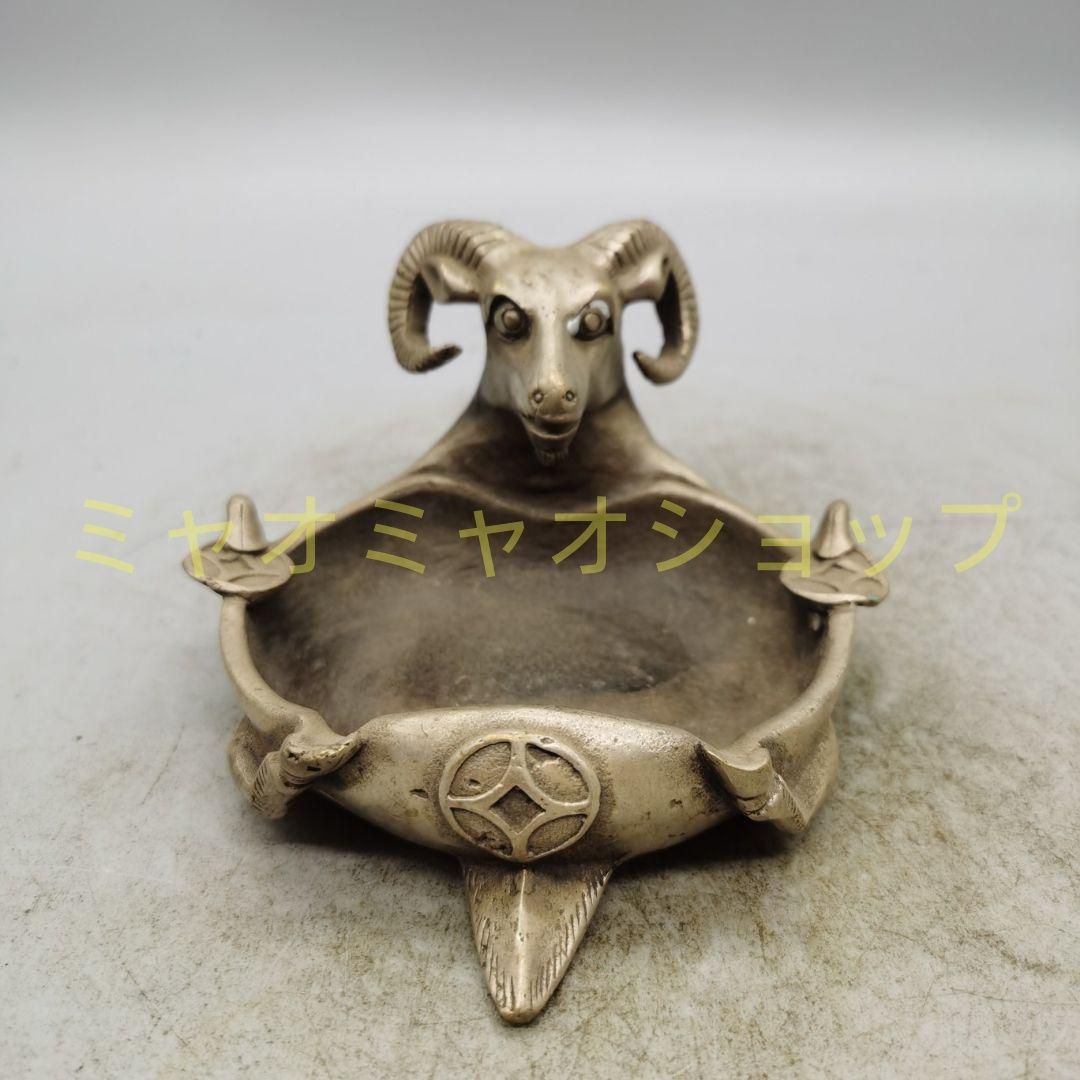 銅器 羊頭筆洗 墨盤 書道具 文房具 現代工芸品 美術品 置物