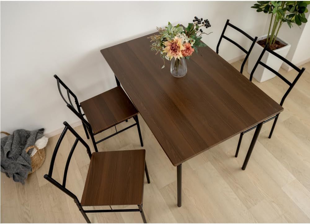 ダイニングテーブルセット 4人用 5点セット 幅110cmダイニングテーブル リビングテーブル おしゃれ コンパクト 組み立て品 ウォールナット tks-yy200