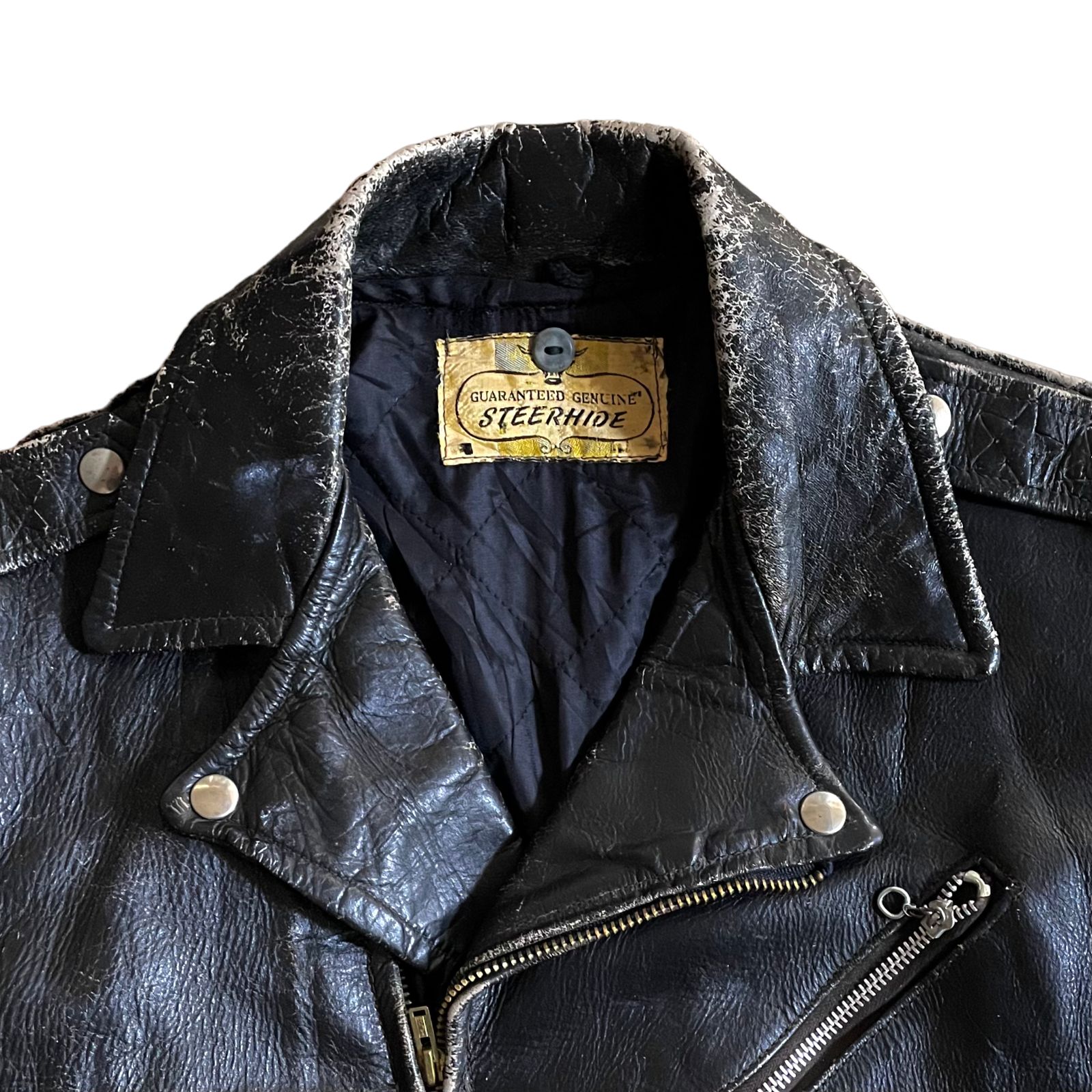 50's USA製 STEERHIDE ダブル ライダースジャケット レザー