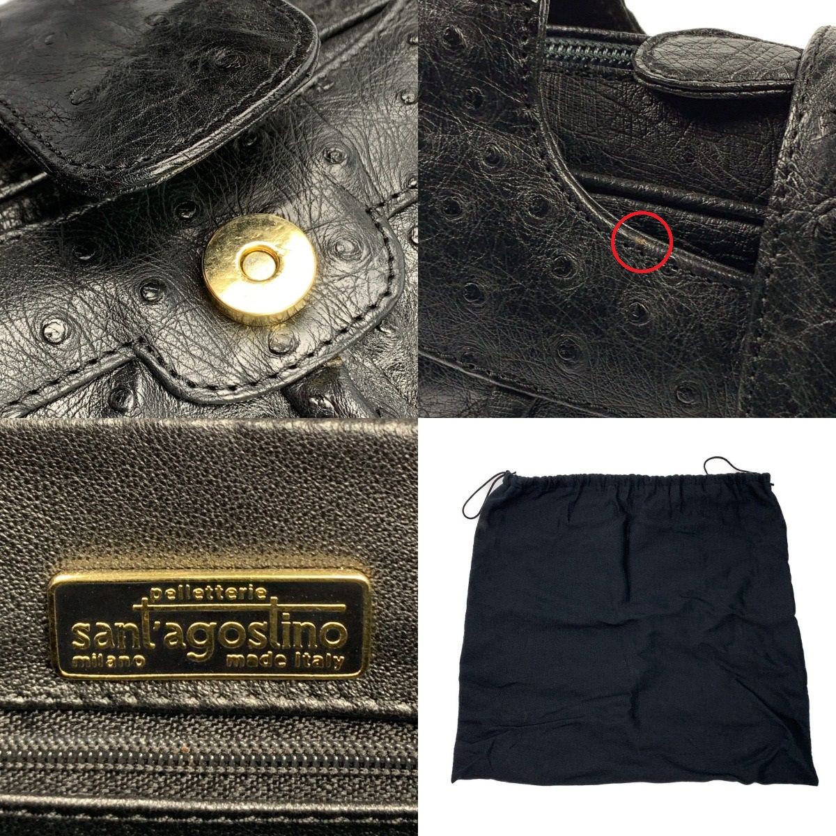 ▽▽santagostino サンタゴスティーノ ハンドバッグ オーストリッチ  