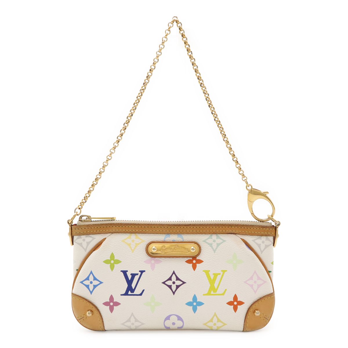 LOUIS VUITTON ルイ ヴィトン モノグラムマルチカラー ポシェット ミラMM アクセソワール アクセサリーポーチ チェーンバッグ ブロン 白 M60096