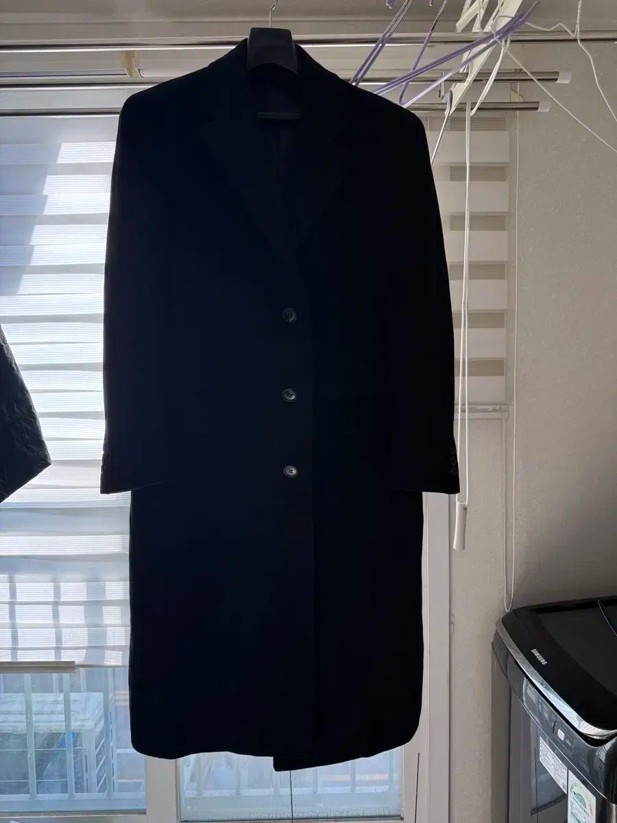 【雷市場（ポンジャン）商品韓国直送】 カシミア 100 %シングル ロング コート 黒