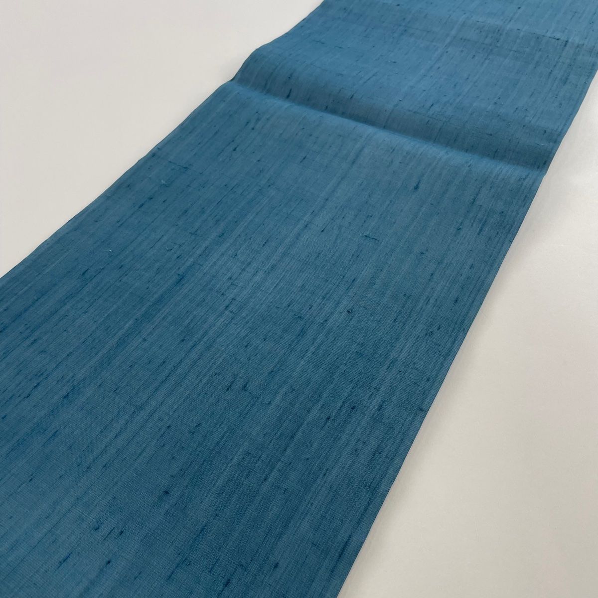 開き名古屋帯 美品 名品 夏帯 紬地 草花 雪輪 青灰色 正絹 【中古
