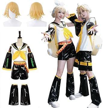 ウィング付き】鏡音 リン コスプレ衣装 PUパテントレザー JK