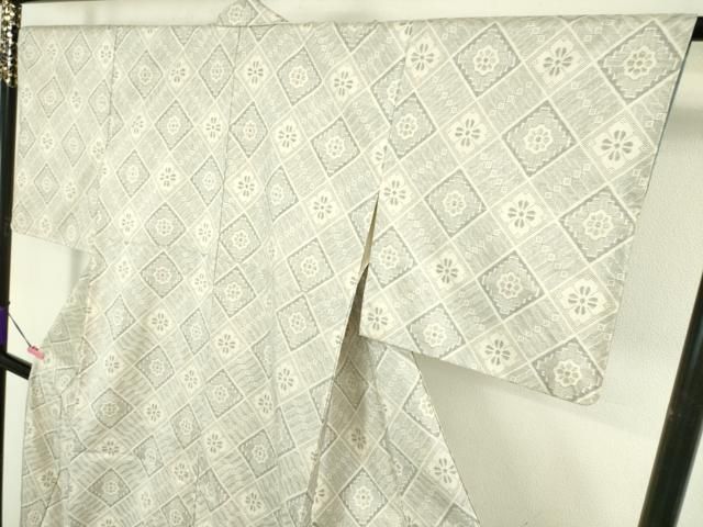 平和屋本店□希少 本場大島紬 龍郷絣 白大島 大林新治作 菱文 証紙付き  