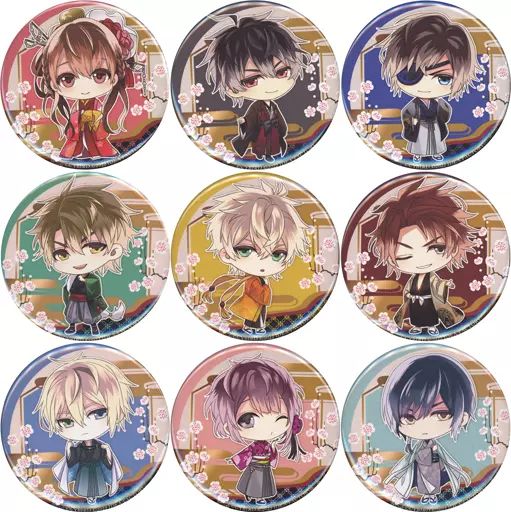 中古】バッジ・ピンズ [単品] 集合 描きおろしちびキャラ缶バッジ9個 