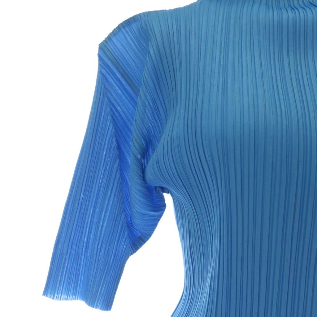 美品PLEATS PLEASE プリーツプリーズ タートルネックトップス ブルー PLEATS PLEASE ISSEY MIYAKE - 【美品】 PLEATS PLEASE ISSEY