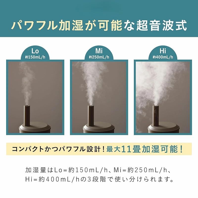 BRUNO ブルーノ 加湿器 ハイブリッド 超音波式 3L 最大400ml h 20時間加湿 静音 タイマー 自動停止 抗菌 銀イオン 分解洗浄 お手入れ簡単 木造7畳 洋室11畳 スリム インテリア グレージュ BOE086-GRG 0