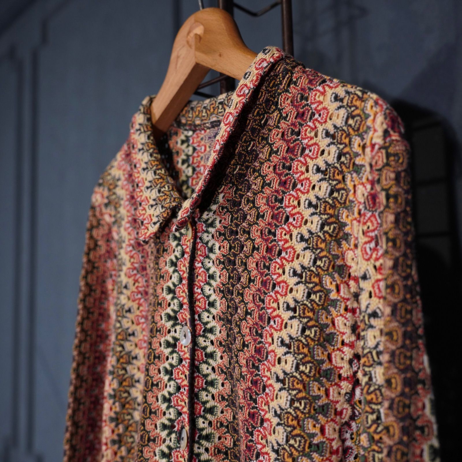 KNIT SHIRT|アメリカ古着柄デザインニットシャツ